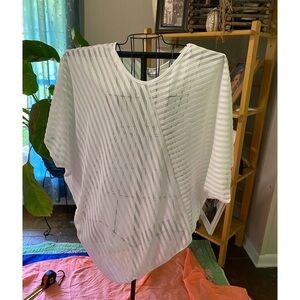 Caren Sport size 3X sheer asymmetrical stripes dressy casual feminine